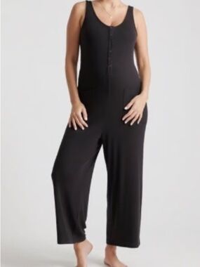 Quince Black Ribbed Sleeveless Jumpsuit